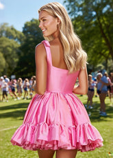 Magical Magnetism Hot Pink Homecoming Dress with Ruffles and Bow Comfort & Sparkle - Hot Pink - PromDressClub